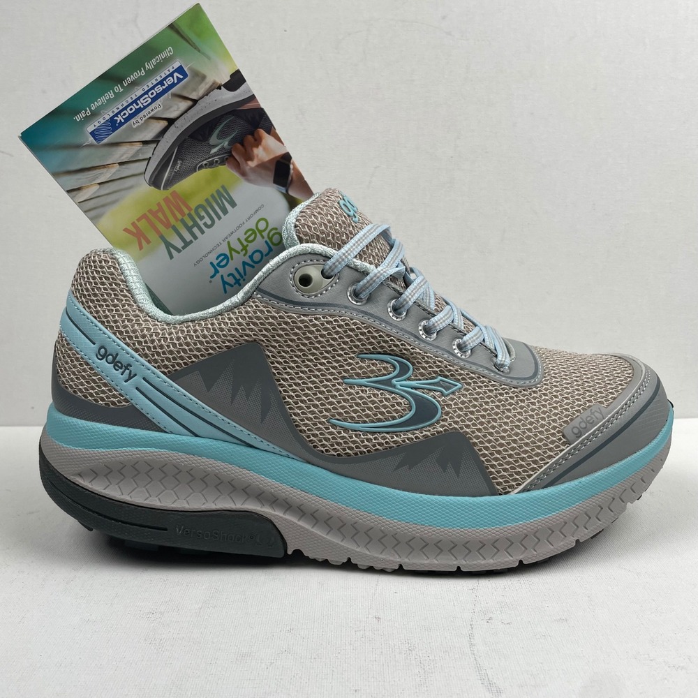 Gravity Defyer Mighty Walk Shoes Gray Blue VersoShock - Womens Size 9